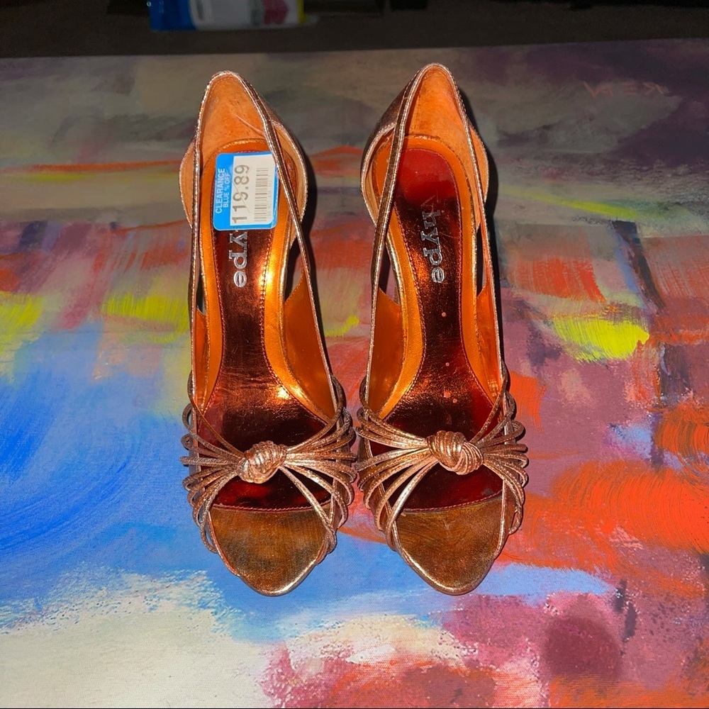 Hype | Open Toe Metallic Orange Pumps​